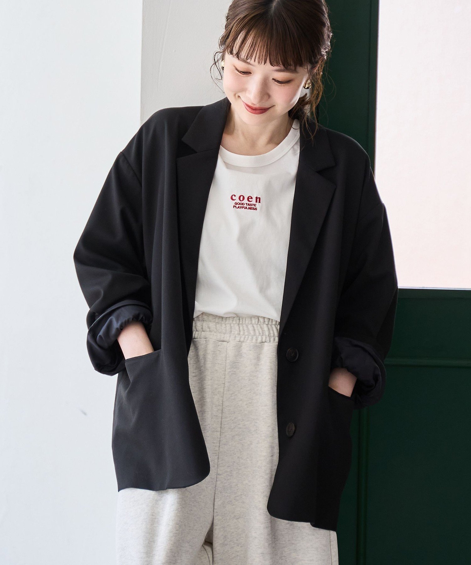 【コーエン/COEN】のTRオーバーサイズジャケット インテリア・キッズ・メンズ・レディースファッション・服の通販 founy(ファニー)  ファッション Fashion レディースファッション Fashion for Women アウター Coat / Outerwear Collection レディースジャケット・軽アウター Jackets インナー Innerwear ジャケット Jacket, Outerwear セットアップ Set-Up, Coordinated Outfit デニム Denim, Jeans Material ドレープ Drape, Draping Fabric ビッグ Big, Oversized ポケット Pocket, Pocket Detail ロング Long, Long-Length エレガント 上品 Elegant BLACK|ID: prp329100004742812 ipo3291000000034444552