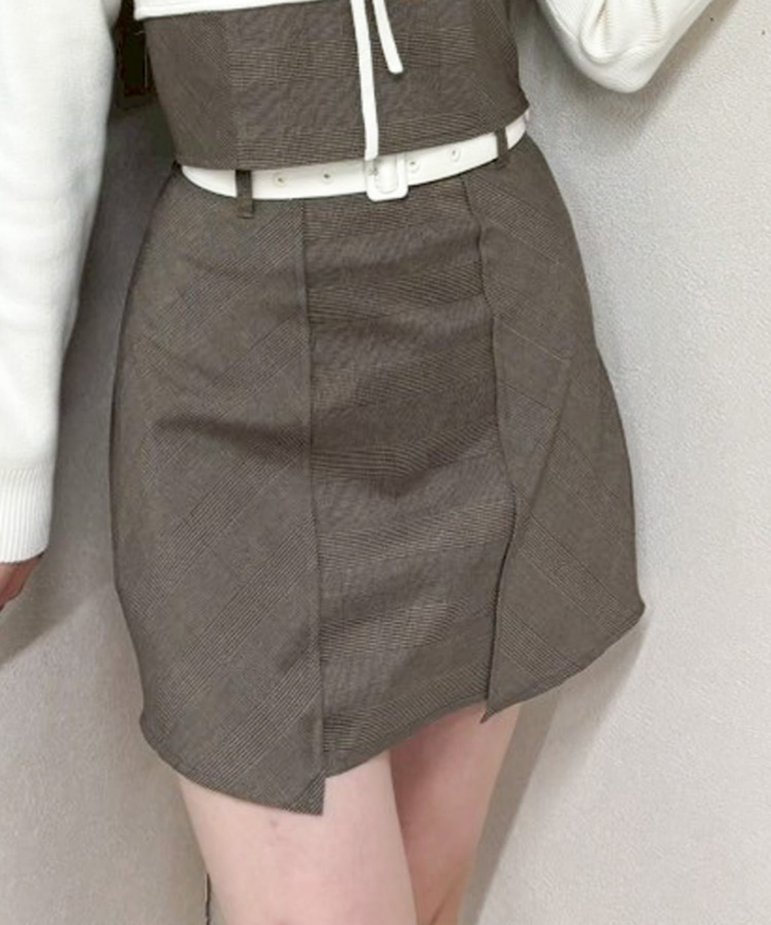 【リップサービス/LIP SERVICE】のLIP SERVICE/インナーショーパン付チェックスカート インテリア・キッズ・メンズ・レディースファッション・服の通販 founy(ファニー) 　ファッション　Fashion　レディースファッション　Fashion for Women　スカート　Skirts　おすすめ　Recommended / Our Picks　セットアップ　Set-Up, Coordinated Outfit　チェック　Check, Plaid, Tartan　バランス　Balance, Style Balance　フィット　Fit, Slim Fit　モノトーン　Monotone, Black and White　無地　Plain, Solid Color　ブラウン|ID: prp329100004742844 ipo3291000000034273207