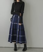【ラジュール/Lajour】のジャガードニット チェック柄スカート ネイビー×ブラック|ID: prp329100004742895 ipo3291000000034569113