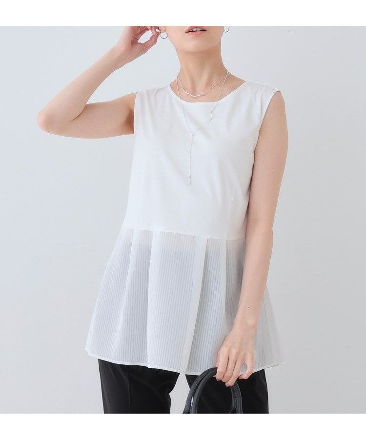 【インディヴィ/INDIVI】の【洗える/レイヤードにも活躍】ペプラムインナートップス インテリア・キッズ・メンズ・レディースファッション・服の通販 founy(ファニー) 　ファッション　Fashion　レディースファッション　Fashion for Women　トップス・カットソー　Cut & Sew Tops　インナー　Innerwear　洗える　Machine Washable　シルケット　Silket, Silky Cotton　ジャケット　Jacket, Outerwear　ジョーゼット　Georgette, Semi-Sheer Fabric　ストライプ　Stripe, Striped Pattern　スマート　Smart, Elegant　トレンド　Trend, Trending Now　定番　Standard, Basic Item　フィット　Fit, Slim Fit　フレア　Flare, Flared　ベーシック　Basic, Essential　ペプラム　Peplum, Flared Hem　羽織　Haori, Light Jacket　ロング　Long, Long-Length　おすすめ　Recommended / Our Picks　オフホワイト|ID: prp329100004742925 ipo3291000000034781619
