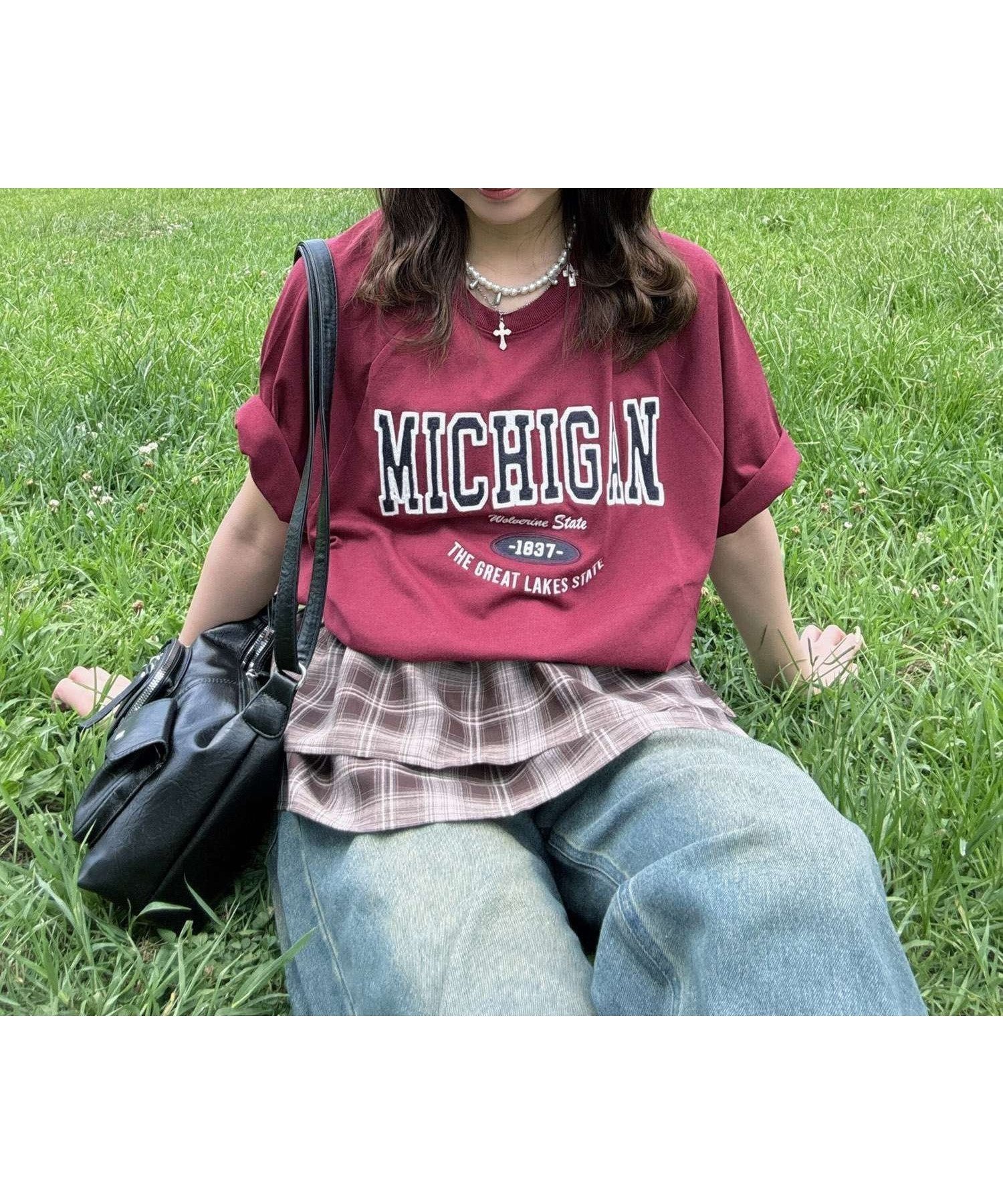 【アズノウアズ プラス/AS KNOW AS plus】の0選べる チェーン刺繍ロゴTシャツ インテリア・キッズ・メンズ・レディースファッション・服の通販 founy(ファニー) 　ファッション　Fashion　レディースファッション　Fashion for Women　トップス・カットソー　Cut & Sew Tops　シャツ・ブラウス・オフィスカジュアル　Elegant Blouses & Button-Ups　ロングTシャツ・Tシャツ　Longline T-Shirts & Tees　ガーリー　Girly, Feminine Style　チェーン　Chain, Chain Strap　デニム　Denim, Jeans Material　ボトム　Bottoms, Lower Wear　半袖　Short Sleeve, Half Sleeve　再入荷　Restock / Back in Stock　ボルドー5M|ID: prp329100004742949 ipo3291000000034274112