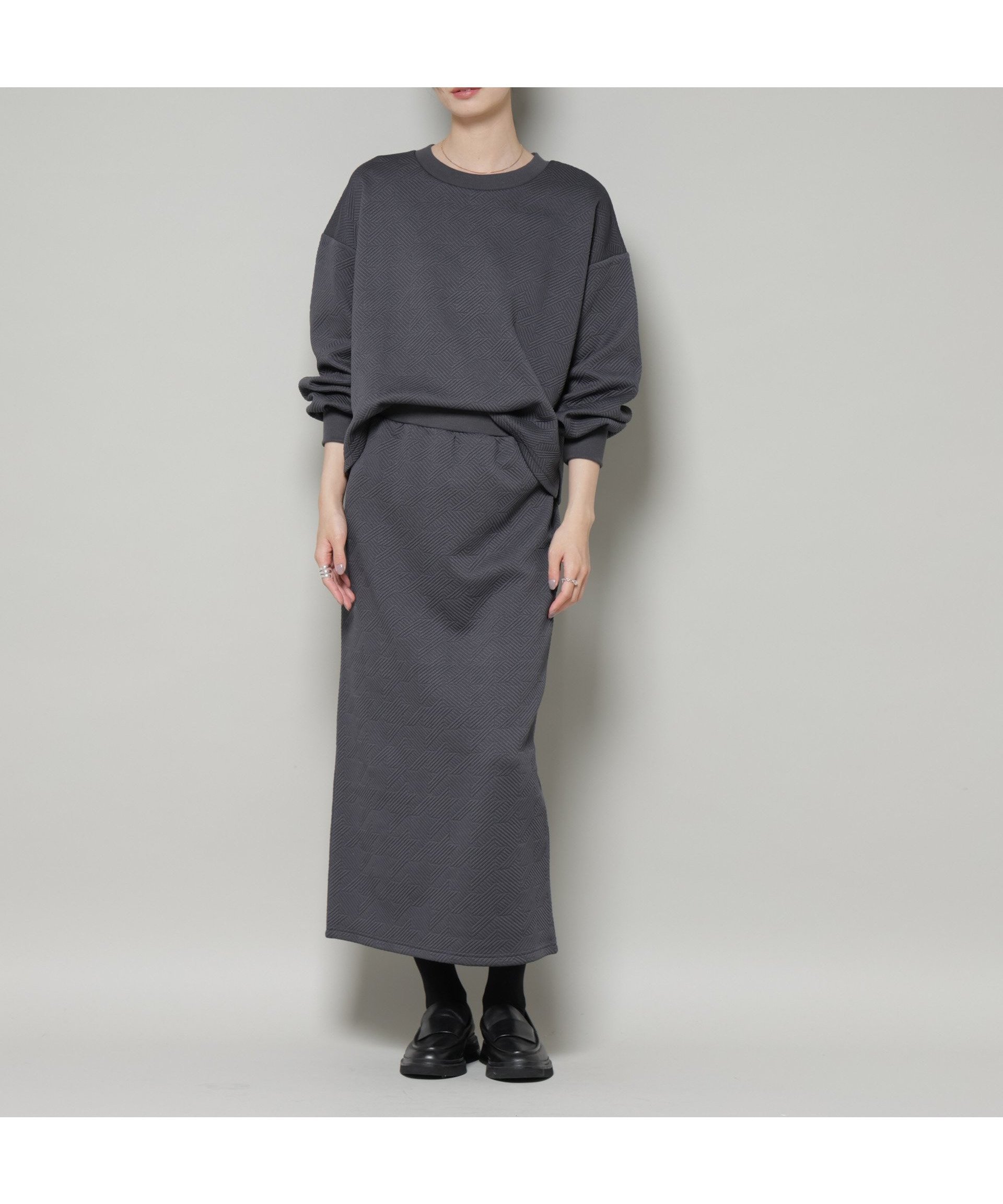 【ナノ ユニバース/nano universe】のジャガードカット セットアップ インテリア・キッズ・メンズ・レディースファッション・服の通販 founy(ファニー) 　ファッション　Fashion　レディースファッション　Fashion for Women　セットアップ　Matching Sets　ウォッシャブル　Machine Washable　カットソー　Cut and Sewn Top　スリット　Slit, Slit Detail　セットアップ　Set-Up, Coordinated Outfit　ベーシック　Basic, Essential　アウトレット　Outlet / Clearance　エレガント 上品　Elegant　2025年　2025　2025-2026秋冬・A/W　Autumn/Winter 2025–26 AW25–26　チャコール3|ID: prp329100004742961 ipo3291000000034274209