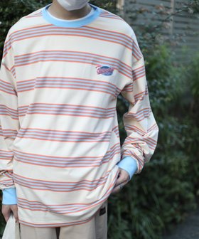 【アイモハ/aimoha】のHOOK -original- アメカジワッペン刺繍配色ボーダーリンガーロングTEE 人気、トレンドファッション・服の通販 founy(ファニー) ファッション Fashion レディースファッション Fashion for Women インナー Innerwear ボーダー Border, Stripe ルーズ Loose, Oversized 今季 This Season, Current Season |ID:prp329100004742962