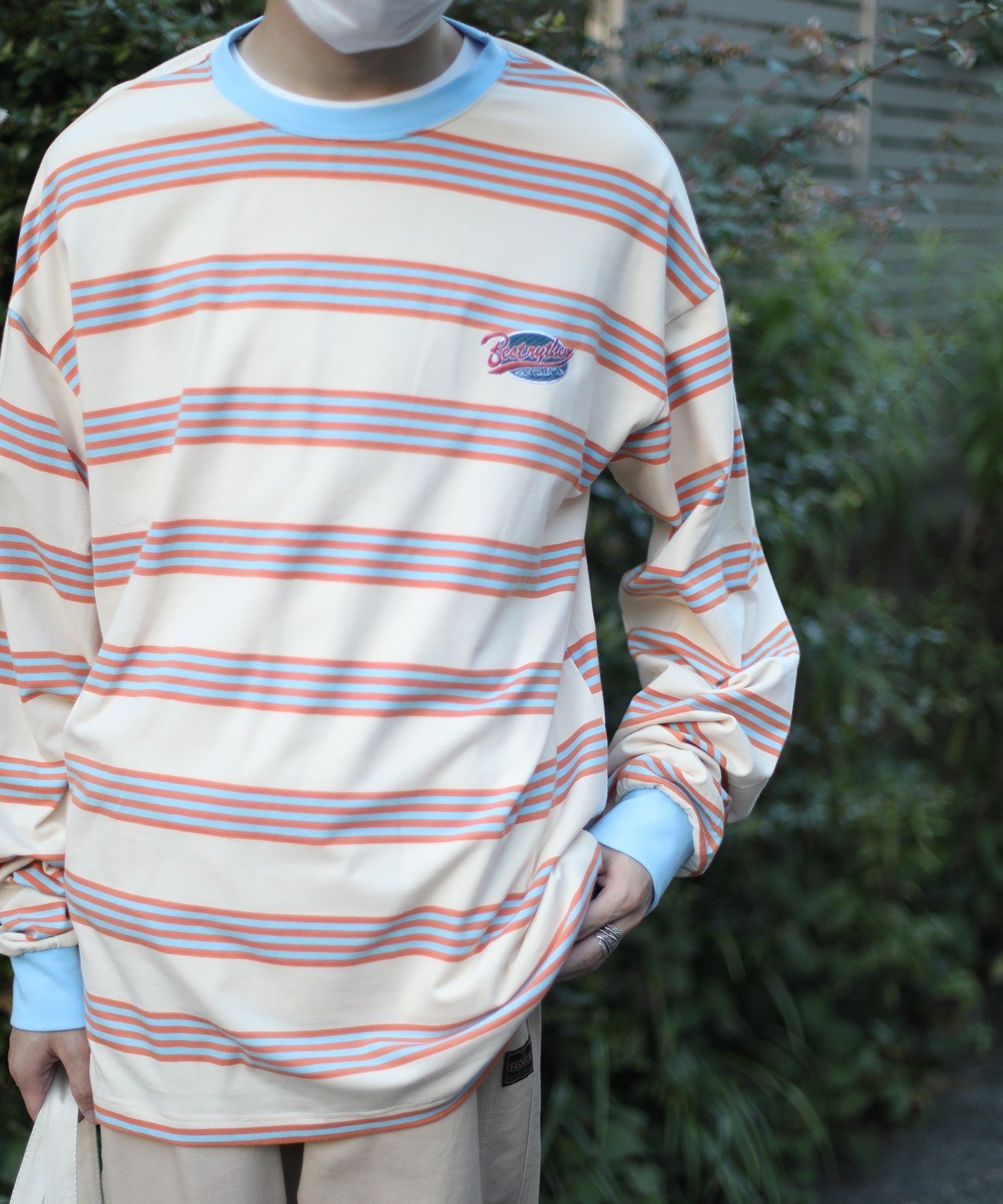 【アイモハ/aimoha】のHOOK -original- アメカジワッペン刺繍配色ボーダーリンガーロングTEE 人気、トレンドファッション・服の通販 founy(ファニー) 　ファッション　Fashion　レディースファッション　Fashion for Women　インナー　Innerwear　ボーダー　Border, Stripe　ルーズ　Loose, Oversized　今季　This Season, Current Season　 other-1|ID: prp329100004742962 ipo3291000000034274216
