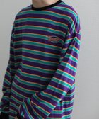 【アイモハ/aimoha】のHOOK -original- アメカジワッペン刺繍配色ボーダーリンガーロングTEE 人気、トレンドファッション・服の通販 founy(ファニー) ファッション Fashion レディースファッション Fashion for Women インナー Innerwear ボーダー Border, Stripe ルーズ Loose, Oversized 今季 This Season, Current Season thumbnail ブラック|ID: prp329100004742962 ipo3291000000034274219