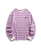 【アイモハ/aimoha】のHOOK -original- アメカジワッペン刺繍配色ボーダーリンガーロングTEE 人気、トレンドファッション・服の通販 founy(ファニー) ファッション Fashion レディースファッション Fashion for Women インナー Innerwear ボーダー Border, Stripe ルーズ Loose, Oversized 今季 This Season, Current Season thumbnail パープル|ID: prp329100004742962 ipo3291000000034274220