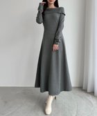 【ジュノア/JUNOAH】のCENEA オフショル風スクエアネックロングニットワンピ チャコール|ID: prp329100004742995 ipo3291000000034578846