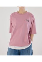【ロデオクラウンズワイドボウル/RODEO CROWNS WIDE BOWL】のフェイクレイヤードスクリプトロゴ Tシャツ L/PNK1|ID: prp329100004743006 ipo3291000000034274492