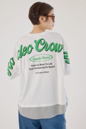 【ロデオクラウンズワイドボウル/RODEO CROWNS WIDE BOWL】のフェイクレイヤードスクリプトロゴ Tシャツ 人気、トレンドファッション・服の通販 founy(ファニー) ファッション Fashion レディースファッション Fashion for Women トップス・カットソー Cut & Sew Tops シャツ・ブラウス・オフィスカジュアル Elegant Blouses & Button-Ups ロングTシャツ・Tシャツ Longline T-Shirts & Tees おすすめ Recommended / Our Picks カーゴパンツ Cargo Pants, Utility Pants プリント Print, Printed Pattern |ID:prp329100004743006