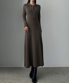 【ジュノア/JUNOAH】のLouere ロゴ刺繍ニットポロフレアワンピース チャコール|ID: prp329100004743015 ipo3291000000034274561