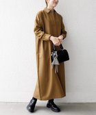 【シップス フォー ウィメン/SHIPS】のSHIPS any 洗濯機可能 サージ スキッパー シャツ ワンピース キャメル|ID: prp329100004743025 ipo3291000000034787645