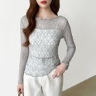 【ココモモ/COCOMOMO】のシアートップス 透け感 チュール トップス レース 長袖 カットソー インナー グレー|ID: prp329100004743032 ipo3291000000034274652