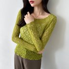 【ココモモ/COCOMOMO】のシアートップス 透け感 チュール トップス レース 長袖 カットソー インナー オリーブ|ID: prp329100004743032 ipo3291000000034274657