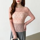 【ココモモ/COCOMOMO】のシアートップス 透け感 チュール トップス レース 長袖 カットソー インナー ピンク|ID: prp329100004743032 ipo3291000000034274660