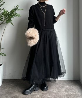 【ドゥドゥ/DouDou】の【WEB限定】ニット×チュールワンピース 人気、トレンドファッション・服の通販 founy(ファニー) ファッション Fashion レディースファッション Fashion for Women ワンピース Dresses シンプル Simple, Minimal スマート Smart, Elegant タンク Tank Top, Sleeveless Top チュール Tulip, Tulip Motif A/W・秋冬 Autumn/Winter 冬 Winter / This Winter 再入荷 Restock / Back in Stock 2025年 2025 2025-2026秋冬・A/W Autumn/Winter 2025–26 AW25–26 |ID:prp329100004743041