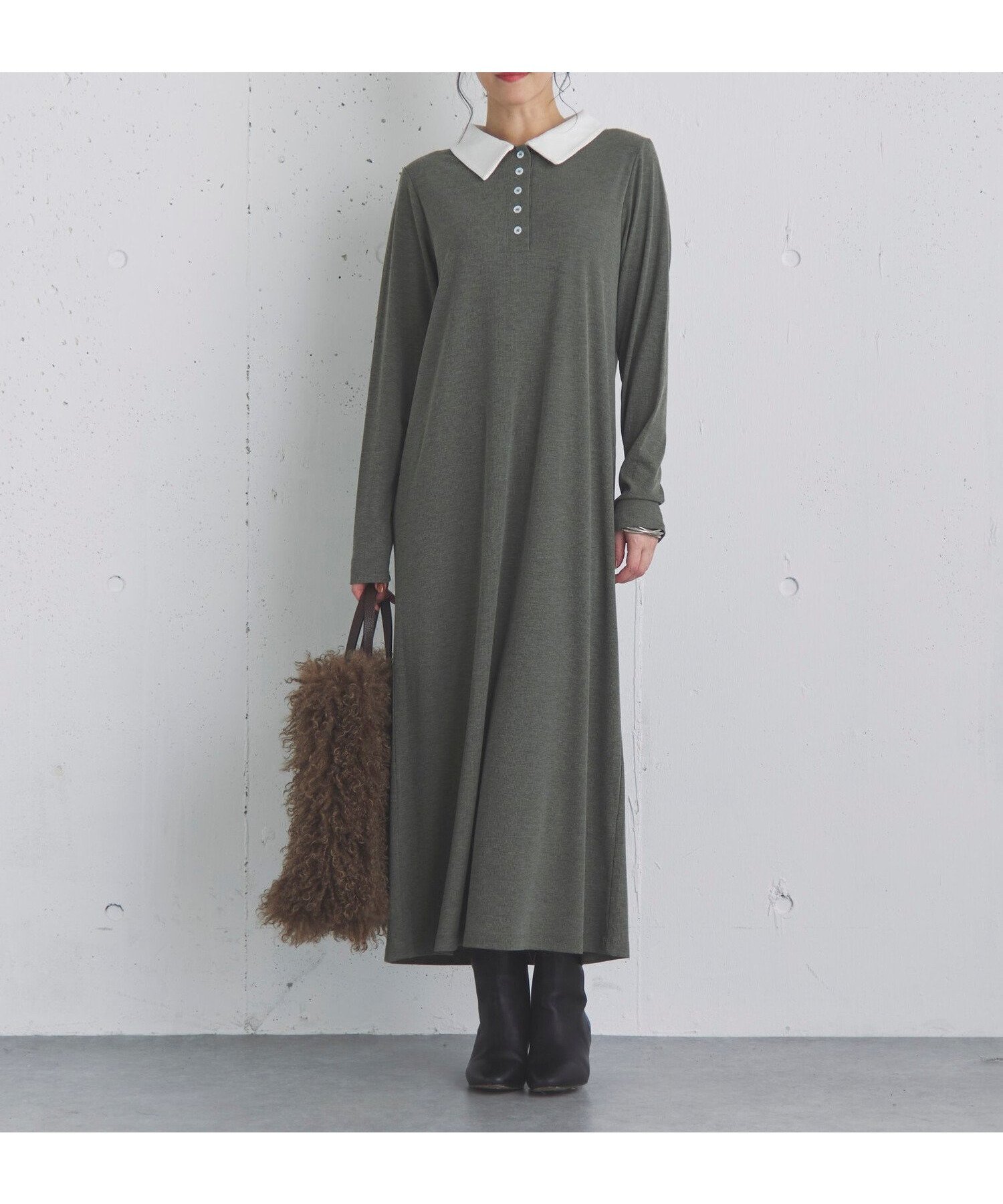 【ドゥ アルシーヴ/Doux archives】のポロカットロングワンピース インテリア・キッズ・メンズ・レディースファッション・服の通販 founy(ファニー) 　ファッション　Fashion　レディースファッション　Fashion for Women　ワンピース　Dresses　キャップ　Cap, Baseball Cap　スニーカー　Sneakers, Trainers　マキシ　Maxi, Full Length　再入荷　Restock / Back in Stock　おすすめ　Recommended / Our Picks　KHAKI|ID: prp329100004743132 ipo3291000000034275276