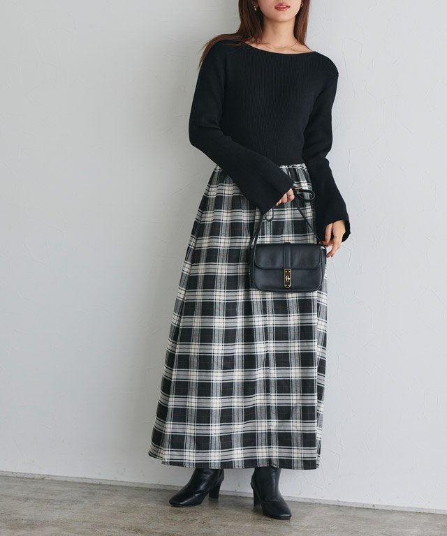 【ピエロ/Pierrot】のボートネックフレアスリーブドッキングワンピース インテリア・キッズ・メンズ・レディースファッション・服の通販 founy(ファニー) ファッション Fashion レディースファッション Fashion for Women ワンピース Dresses スリーブ Sleeve, Long Sleeve / Short Sleeve ドッキング Docking, Mixed Material フレア Flare, Flared エレガント 上品 Elegant ブラック×チェック|ID: prp329100004743154 ipo3291000000034445387