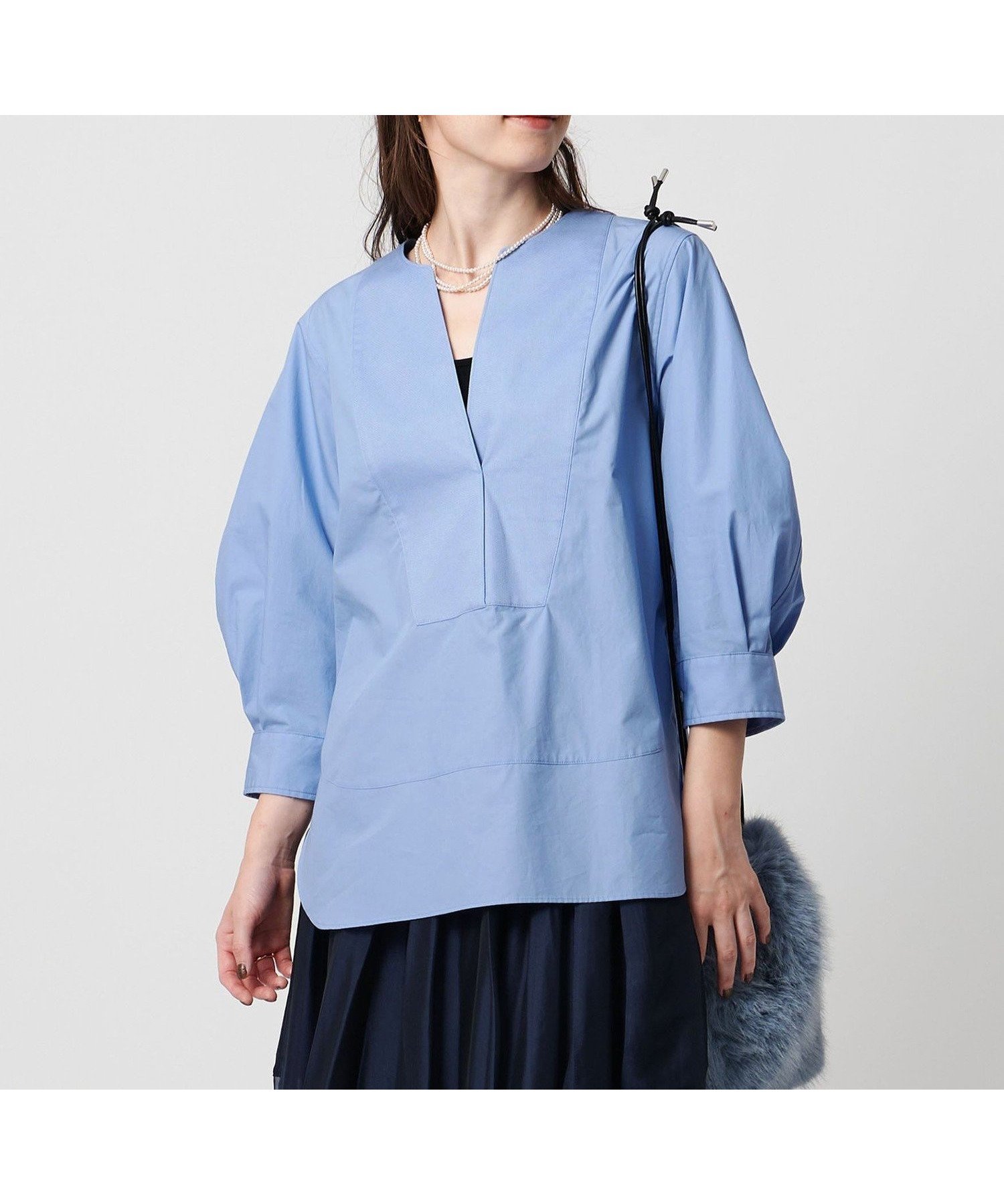 【ユナイテッドアローズ/UNITED ARROWS】のオックス コンビ シャツ ブラウス -ウォッシャブル- インテリア・キッズ・メンズ・レディースファッション・服の通販 founy(ファニー) 　ファッション　Fashion　レディースファッション　Fashion for Women　トップス・カットソー　Cut & Sew Tops　シャツ・ブラウス・オフィスカジュアル　Elegant Blouses & Button-Ups　アクセサリー　Fashion Accessories　インナー　Innerwear　ウォッシャブル　Machine Washable　オックス　Oxford Fabric　クラシック　Classic, Timeless Style　コンビ　Combo, Combination Style　ジャケット　Jacket, Outerwear　スキッパー　Skipper, Open Collar　ストライプ　Stripe, Striped Pattern　タイプライター　Typewriter Fabric, Crisp Cotton　時計　Watch, Wristwatch　ブレスレット　Bracelet, Wristband　無地　Plain, Solid Color　LT.BLUE|ID: prp329100004743239 ipo3291000000035088852