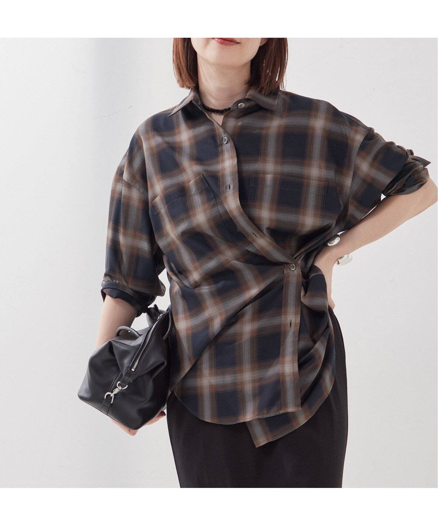 【ジャーナルスタンダード レサージュ/journal standard L'essage】のチェックシャツ インテリア・キッズ・メンズ・レディースファッション・服の通販 founy(ファニー) 　ファッション　Fashion　レディースファッション　Fashion for Women　トップス・カットソー　Cut & Sew Tops　シャツ・ブラウス・オフィスカジュアル　Elegant Blouses & Button-Ups　2025年　2025　2025-2026秋冬・A/W　Autumn/Winter 2025–26 AW25–26　チェック　Check, Plaid, Tartan　フロント　Front, Front Design　ブラック|ID: prp329100004743255 ipo3291000000034276396