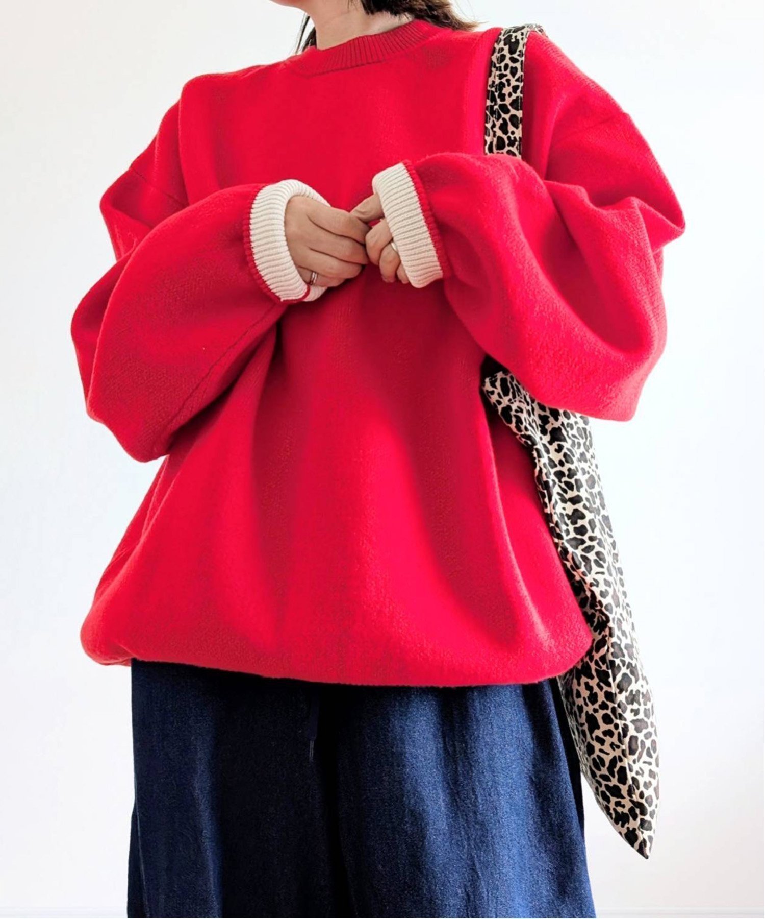 【ノッチ/notch】の【 notch. by yui 】バイカラージャガードニット インテリア・キッズ・メンズ・レディースファッション・服の通販 founy(ファニー) ファッション Fashion レディースファッション Fashion for Women トップス・カットソー Cut & Sew Tops ニット Knit Tops & Sweaters コラボ Collaboration, Collab シンプル Simple, Minimal デニム Denim, Jeans Material 人気 Popular, Best Seller ビッグ Big, Oversized リラックス Relax, Relaxed Fit ワイド Wide, Wide Fit 2025年 2025 2025-2026秋冬・A/W Autumn/Winter 2025–26 AW25–26 レッド|ID: prp329100004743314 ipo3291000000034606897