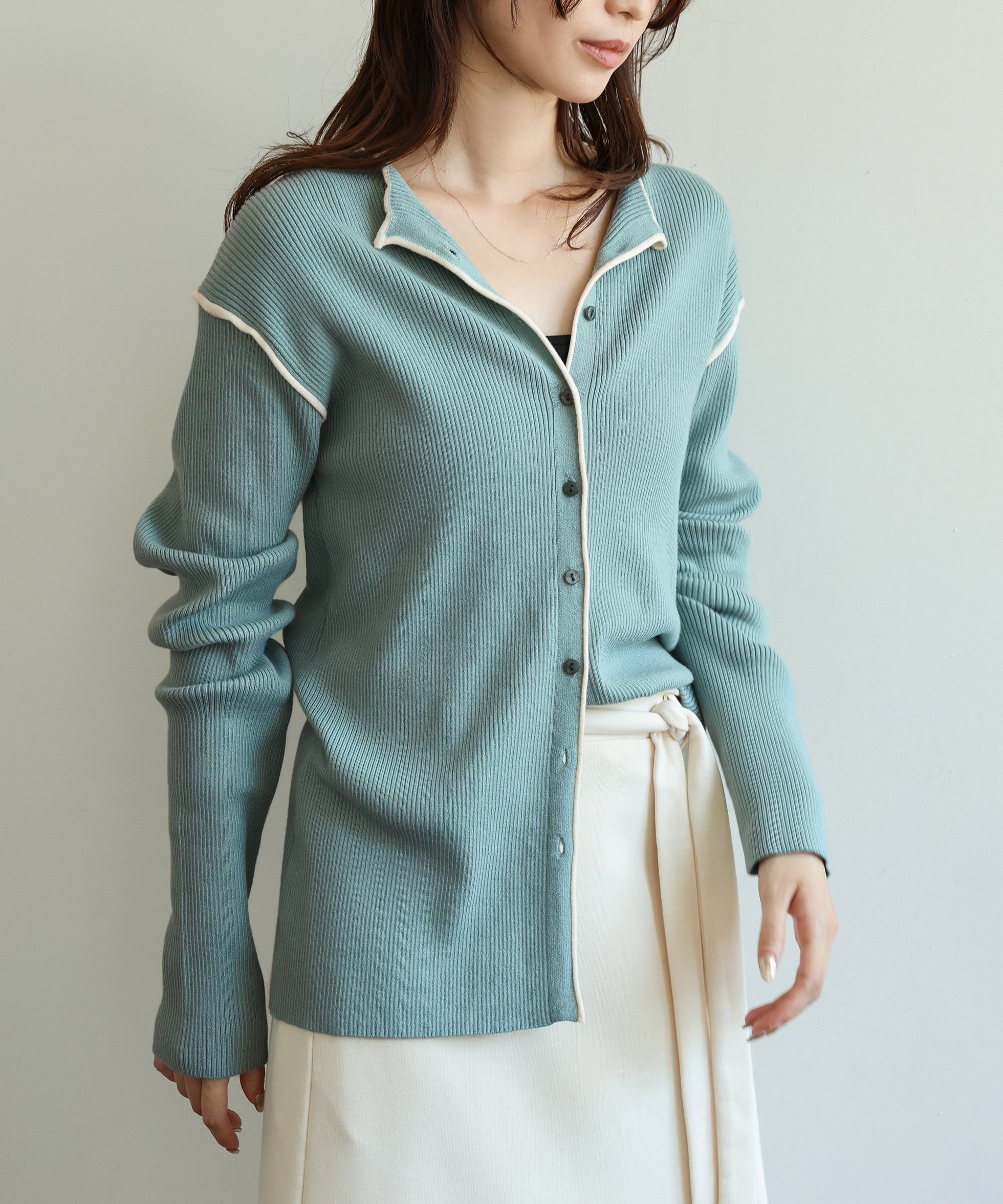 【セレクトモカ/SELECT MOCA】のカラーリンキングカーディガン インテリア・キッズ・メンズ・レディースファッション・服の通販 founy(ファニー) 　ファッション　Fashion　レディースファッション　Fashion for Women　トップス・カットソー　Cut & Sew Tops　カーディガン・羽織り　Layered Style Cardigans　カーディガン　Cardigan, Knitwear　ワイド　Wide, Wide Fit　エレガント 上品　Elegant　グリーン-400|ID: prp329100004743366 ipo3291000000034277530