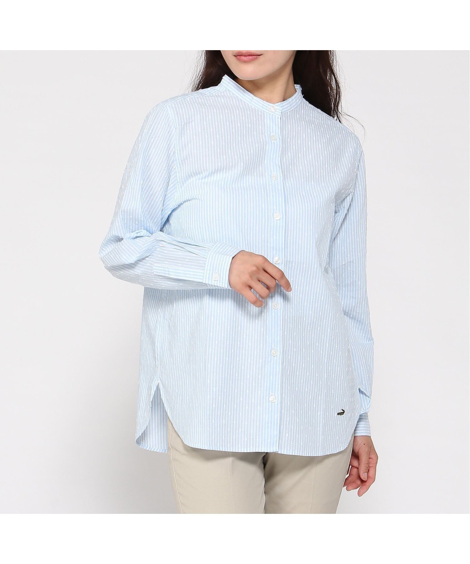 【クロコダイル/CROCODILE】のスタンドカラー ブラウス インテリア・キッズ・メンズ・レディースファッション・服の通販 founy(ファニー) 　ファッション　Fashion　レディースファッション　Fashion for Women　トップス・カットソー　Cut & Sew Tops　シャツ・ブラウス・オフィスカジュアル　Elegant Blouses & Button-Ups　スタンド　Stand Collar, Upright Stand　スラックス　Slacks, Dress Pants　デニム　Denim, Jeans Material　ベーシック　Basic, Essential　ラインーA|ID: prp329100004743422 ipo3291000000034278178