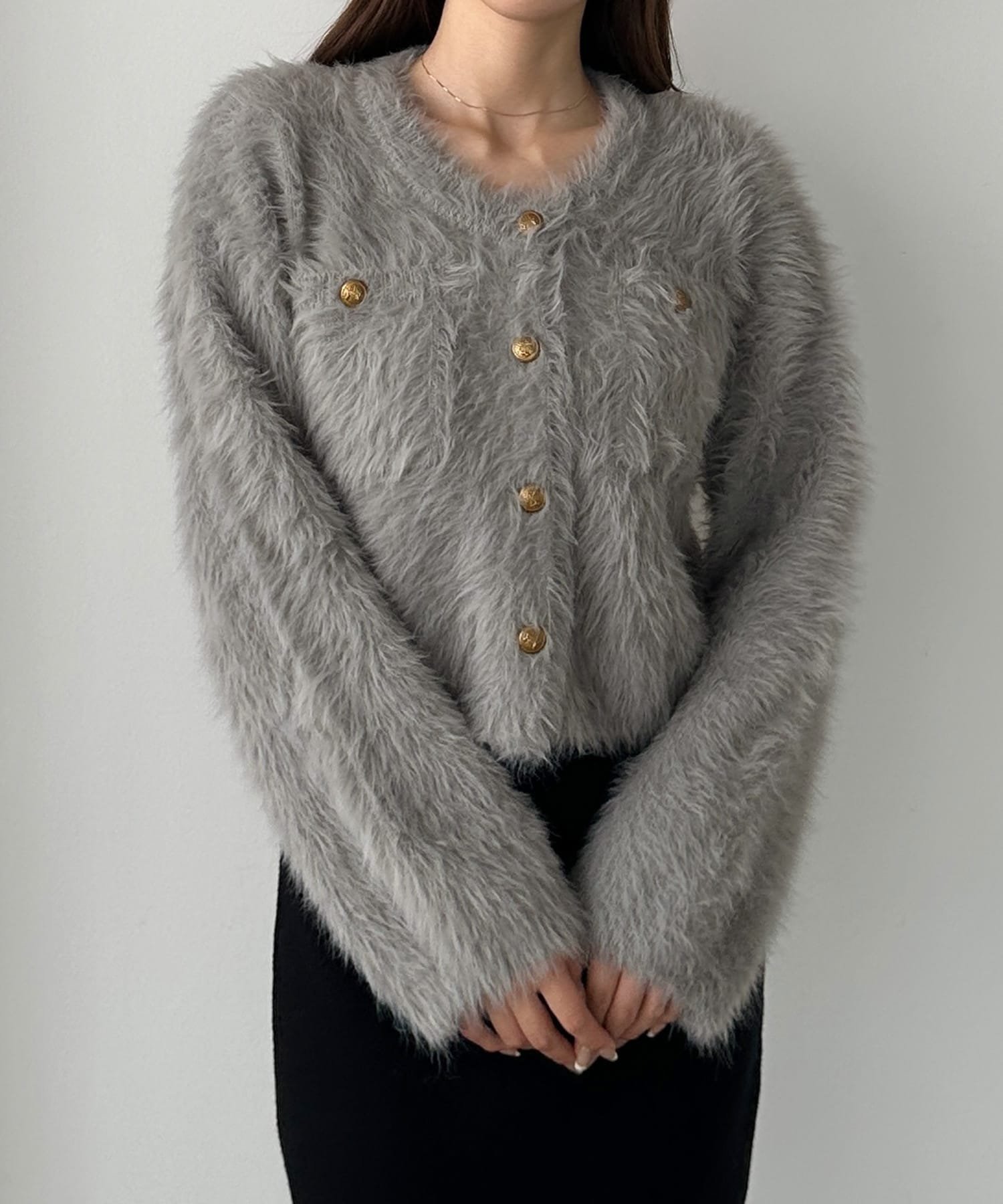 【ジュノア/JUNOAH】のLouere シャギーニットカーディガン インテリア・キッズ・メンズ・レディースファッション・服の通販 founy(ファニー)  ファッション Fashion レディースファッション Fashion for Women トップス・カットソー Cut & Sew Tops ニット Knit Tops & Sweaters カーディガン・羽織り Layered Style Cardigans グレー|ID: prp329100004743469 ipo3291000000034278648