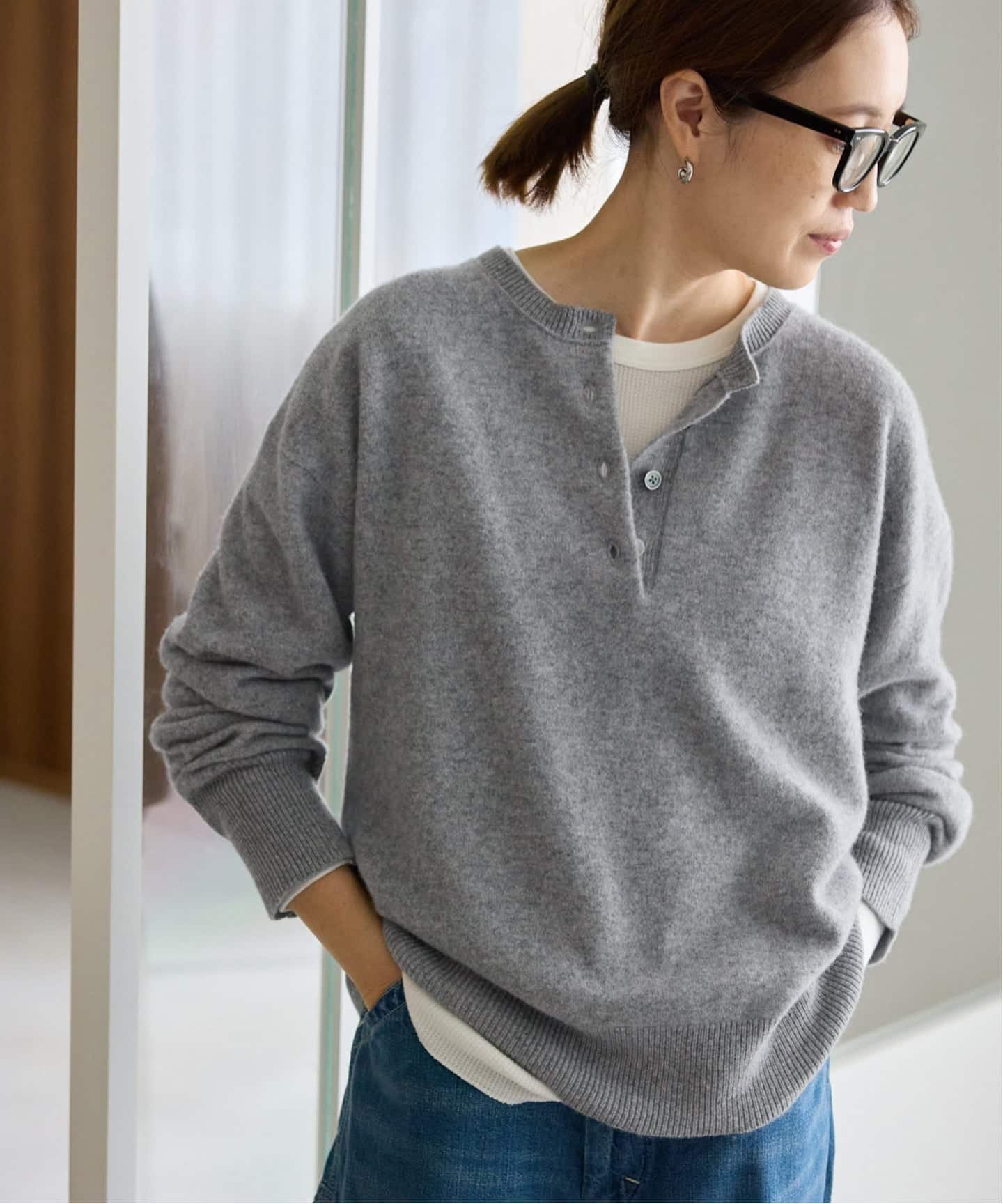 【スローブ イエナ/SLOBE IENA】のechecs ヘンリープルオーバー インテリア・キッズ・メンズ・レディースファッション・服の通販 founy(ファニー)  ファッション Fashion レディースファッション Fashion for Women トップス・カットソー Cut & Sew Tops カジュアルプルオーバー・ニットトップス Pullovers & Knit Tops / Casual Pullovers 2025年 2025 2025-2026秋冬・A/W Autumn/Winter 2025–26 AW25–26 インナー Innerwear カットソー Cut and Sewn Top カーディガン Cardigan, Knitwear グレーA|ID: prp329100004743562 ipo3291000000034279532