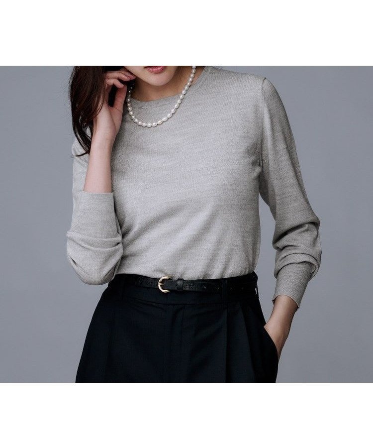 【アンタイトル/UNTITLED】の【洗える/ウール100%】クルーネックウールニット インテリア・キッズ・メンズ・レディースファッション・服の通販 founy(ファニー)  ファッション Fashion レディースファッション Fashion for Women トップス・カットソー Cut & Sew Tops ニット Knit Tops & Sweaters アンサンブル Ensemble Set コンパクト Compact, Small Size シンプル Simple, Minimal スマート Smart, Elegant フレア Flare, Flared ボトム Bottoms, Lower Wear ワイド Wide, Wide Fit 洗える Machine Washable ライトグレー|ID: prp329100004743679 ipo3291000000034357470