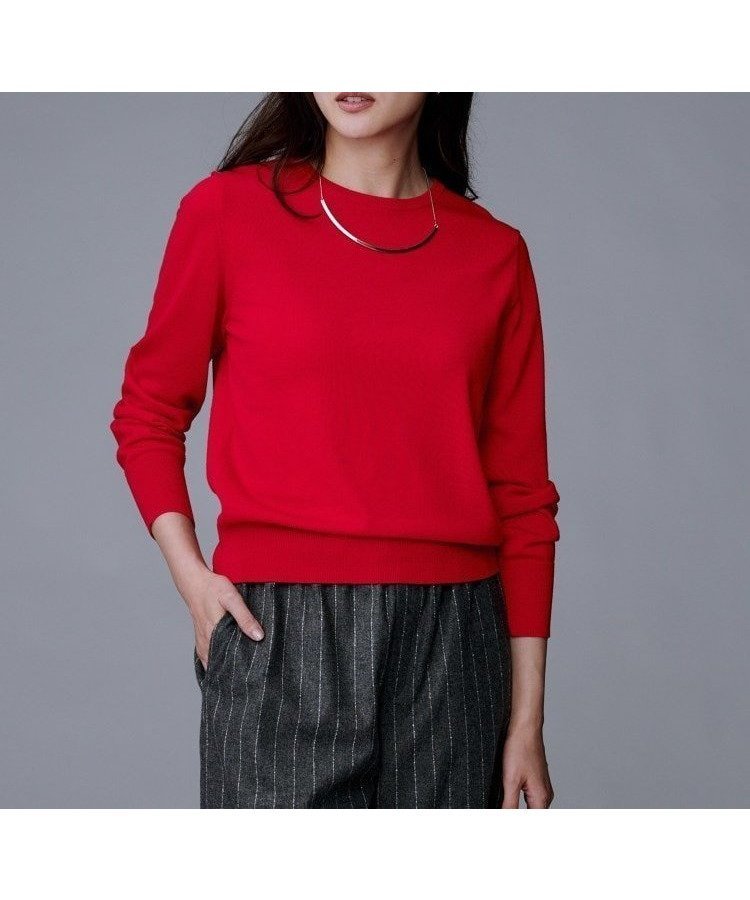 【アンタイトル/UNTITLED】の【洗える/ウール100%】クルーネックウールニット インテリア・キッズ・メンズ・レディースファッション・服の通販 founy(ファニー)  ファッション Fashion レディースファッション Fashion for Women トップス・カットソー Cut & Sew Tops ニット Knit Tops & Sweaters アンサンブル Ensemble Set コンパクト Compact, Small Size シンプル Simple, Minimal スマート Smart, Elegant フレア Flare, Flared ボトム Bottoms, Lower Wear ワイド Wide, Wide Fit 洗える Machine Washable レッド|ID: prp329100004743679 ipo3291000000034357473