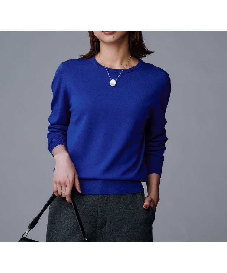 【アンタイトル/UNTITLED】の【洗える/ウール100%】クルーネックウールニット インテリア・キッズ・メンズ・レディースファッション・服の通販 founy(ファニー)  ファッション Fashion レディースファッション Fashion for Women トップス・カットソー Cut & Sew Tops ニット Knit Tops & Sweaters アンサンブル Ensemble Set コンパクト Compact, Small Size シンプル Simple, Minimal スマート Smart, Elegant フレア Flare, Flared ボトム Bottoms, Lower Wear ワイド Wide, Wide Fit 洗える Machine Washable ブルー|ID: prp329100004743679 ipo3291000000034357474