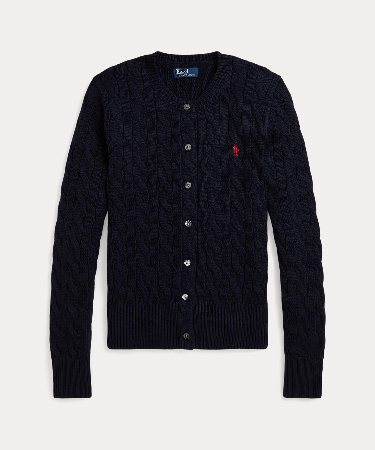 【ラルフローレン/RALPH LAUREN】のケーブルニット コットン クルーネック カーディガン 人気、トレンドファッション・服の通販 founy(ファニー) 　ファッション　Fashion　レディースファッション　Fashion for Women　トップス・カットソー　Cut & Sew Tops　ニット　Knit Tops & Sweaters　カーディガン・羽織り　Layered Style Cardigans　カフス　Cuff Design　カーディガン　Cardigan, Knitwear　スリム　Slim, Slim Fit　フィット　Fit, Slim Fit　リブニット　Rib Knit, Ribbed Knit　長袖　Long Sleeve, Full Sleeve　 other-1|ID: prp329100004743682 ipo3291000000034625533