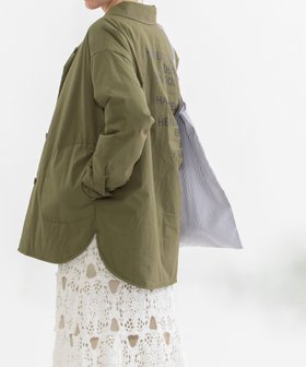 【プードゥドゥ/POU DOU DOU】のタイプライターリバーシブル中綿シャツジャケット 人気、トレンドファッション・服の通販 founy(ファニー) ファッション Fashion レディースファッション Fashion for Women アウター Coat / Outerwear Collection レディースジャケット・軽アウター Jackets シンプル Simple, Minimal ジャケット Jacket, Outerwear スマート Smart, Elegant フォルム Silhouette, Form プリント Print, Printed Pattern ポケット Pocket, Pocket Detail リバーシブル Reversible, Two-Sided リラックス Relax, Relaxed Fit ワンポイント One Point, Statement Accent 無地 Plain, Solid Color 羽織 Haori, Light Jacket |ID:prp329100004743701