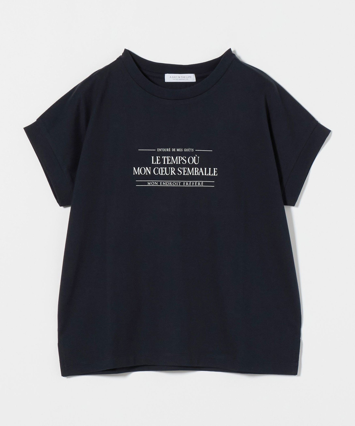 【ユナイテッドアローズ/UNITED ARROWS】のプリント イージーTシャツ A DAY IN THE LIFE インテリア・キッズ・メンズ・レディースファッション・服の通販 founy(ファニー) 　ファッション　Fashion　レディースファッション　Fashion for Women　トップス・カットソー　Cut & Sew Tops　シャツ・ブラウス・オフィスカジュアル　Elegant Blouses & Button-Ups　ロングTシャツ・Tシャツ　Longline T-Shirts & Tees　インナー　Innerwear　ジャケット　Jacket, Outerwear　ティアードスカート　Tiered Skirt, Flounced Skirt　定番　Standard, Basic Item　フロント　Front, Front Design　プリント　Print, Printed Pattern　リラックス　Relax, Relaxed Fit　ワイド　Wide, Wide Fit　アウトレット　Outlet / Clearance　おすすめ　Recommended / Our Picks　エレガント 上品　Elegant　NAVY|ID: prp329100004743943 ipo3291000000034283826