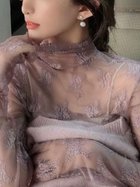 【ディアベル/DIAVEL】のハイネック花柄シアートップス パープル|ID: prp329100004743946 ipo3291000000034283855