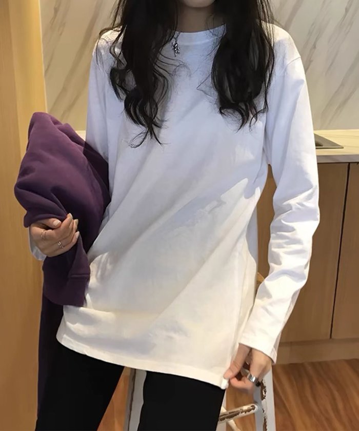 【アイモハ/aimoha】のaimoha -select-/ロングスリーブシンプルクルーネックTシャツ インテリア・キッズ・メンズ・レディースファッション・服の通販 founy(ファニー) https://founy.com/ ファッション Fashion レディースファッション Fashion for Women トップス・カットソー Cut & Sew Tops シャツ・ブラウス・オフィスカジュアル Elegant Blouses & Button-Ups ロングTシャツ・Tシャツ Longline T-Shirts & Tees シンプル Simple, Minimal ジャケット Jacket, Outerwear スタイリッシュ Stylish, Fashionable スリーブ Sleeve, Long Sleeve / Short Sleeve デニム Denim, Jeans Material リラックス Relax, Relaxed Fit ロング Long, Long-Length 春 Spring 秋 Autumn 長袖 Long Sleeve, Full Sleeve |ID: prp329100004743961 ipo3291000000034284057