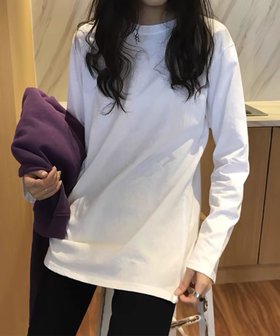 【アイモハ/aimoha】のaimoha -select-/ロングスリーブシンプルクルーネックTシャツ 人気、トレンドファッション・服の通販 founy(ファニー) ファッション Fashion レディースファッション Fashion for Women トップス・カットソー Cut & Sew Tops シャツ・ブラウス・オフィスカジュアル Elegant Blouses & Button-Ups ロングTシャツ・Tシャツ Longline T-Shirts & Tees シンプル Simple, Minimal ジャケット Jacket, Outerwear スタイリッシュ Stylish, Fashionable スリーブ Sleeve, Long Sleeve / Short Sleeve デニム Denim, Jeans Material リラックス Relax, Relaxed Fit ロング Long, Long-Length 春 Spring 秋 Autumn 長袖 Long Sleeve, Full Sleeve |ID:prp329100004743961