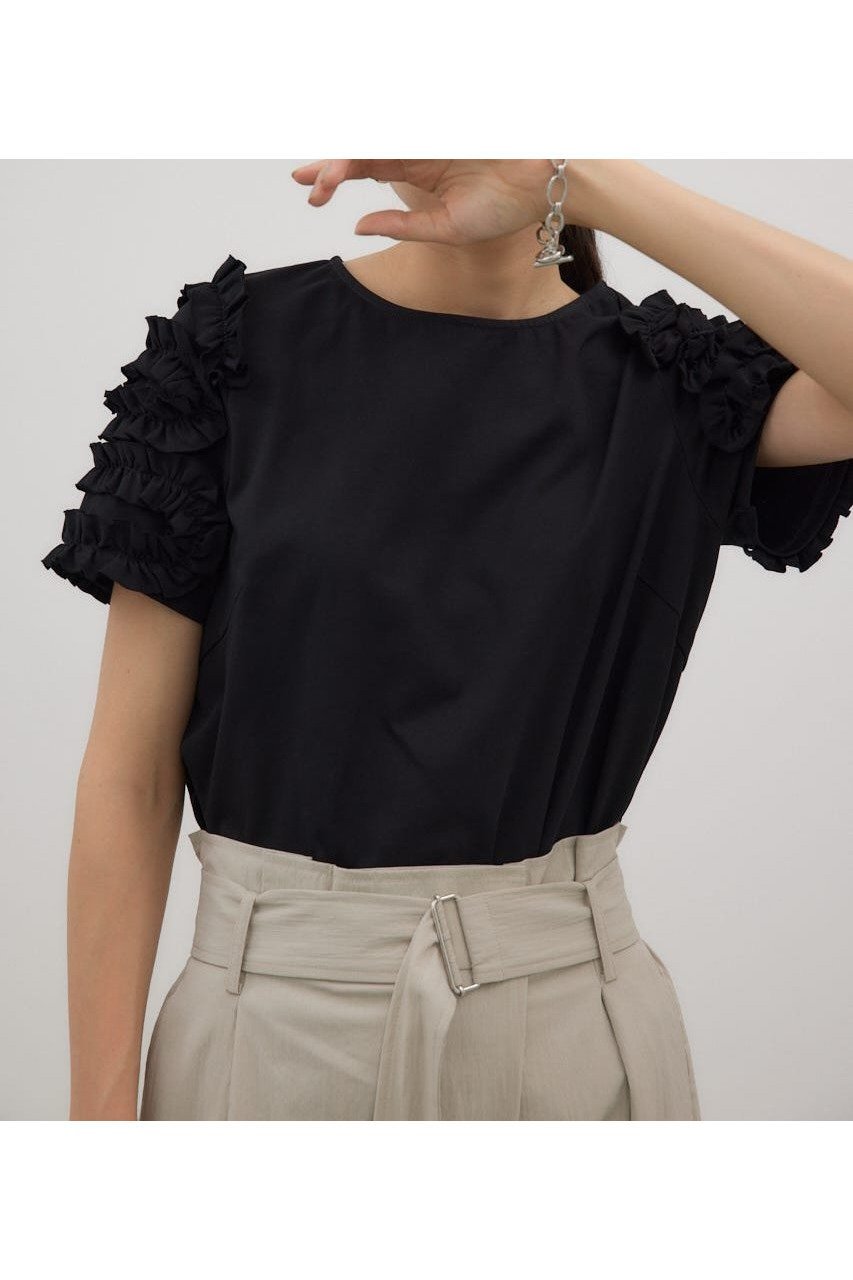 【クリエ コンフォルト/crie conforto】のペタルスリーブプルオーバー インテリア・キッズ・メンズ・レディースファッション・服の通販 founy(ファニー) 　ファッション　Fashion　レディースファッション　Fashion for Women　トップス・カットソー　Cut & Sew Tops　カジュアルプルオーバー・ニットトップス　Pullovers & Knit Tops / Casual Pullovers　バランス　Balance, Style Balance　フリル　Frill, Ruffle　ボトム　Bottoms, Lower Wear　BLK|ID: prp329100004743980 ipo3291000000034284653