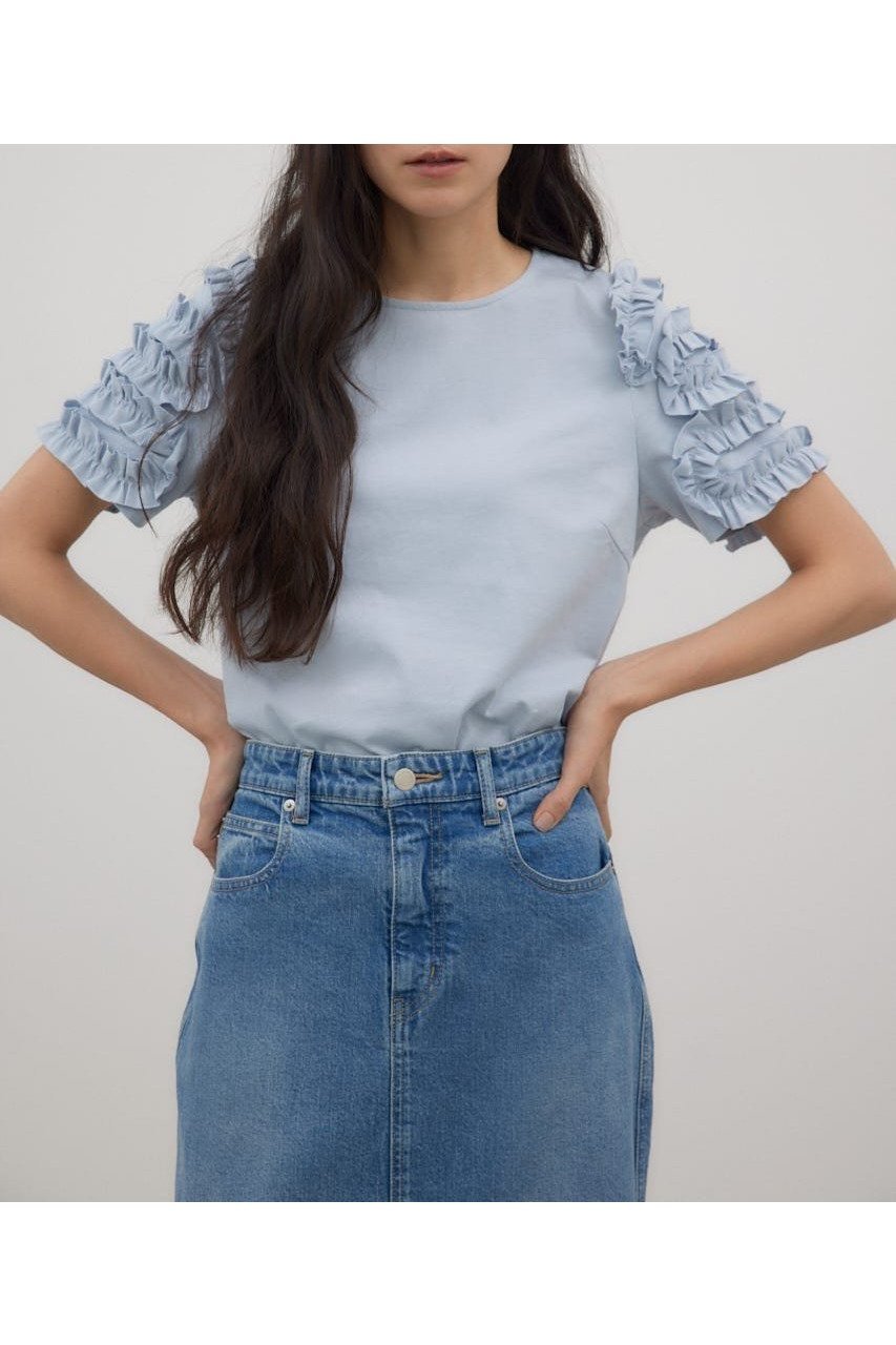 【クリエ コンフォルト/crie conforto】のペタルスリーブプルオーバー インテリア・キッズ・メンズ・レディースファッション・服の通販 founy(ファニー) 　ファッション　Fashion　レディースファッション　Fashion for Women　トップス・カットソー　Cut & Sew Tops　カジュアルプルオーバー・ニットトップス　Pullovers & Knit Tops / Casual Pullovers　バランス　Balance, Style Balance　フリル　Frill, Ruffle　ボトム　Bottoms, Lower Wear　L/BLU1|ID: prp329100004743980 ipo3291000000034284655