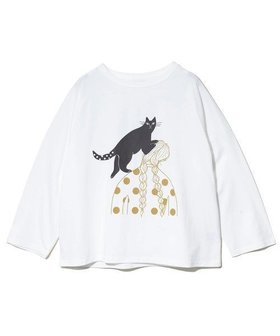 【ゴースローキャラバン/go slow caravan】のCOLORK/カラック 肩に乗る猫ロンTEE (WOMENS) 人気、トレンドファッション・服の通販 founy(ファニー) ファッション Fashion レディースファッション Fashion for Women トップス・カットソー Cut & Sew Tops ロングTシャツ・Tシャツ Longline T-Shirts & Tees シンプル Simple, Minimal プリント Print, Printed Pattern 猫 Cat, Kitty 長袖 Long Sleeve, Full Sleeve |ID:prp329100004743983