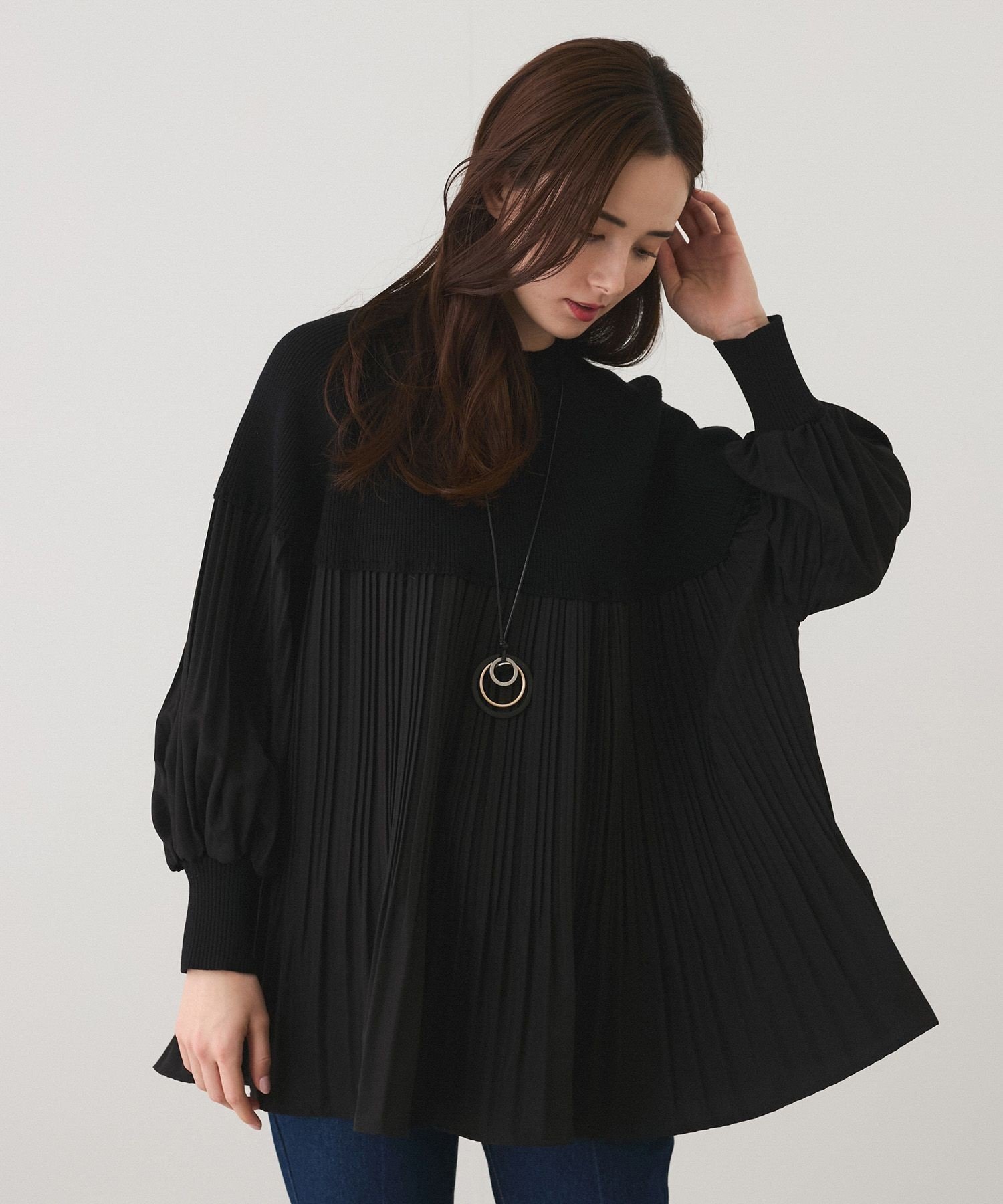 【ジャイロ/JAYRO】の異素材切替ニットプリーツプルオーバー 人気、トレンドファッション・服の通販 founy(ファニー) 　ファッション　Fashion　レディースファッション　Fashion for Women　トップス・カットソー　Cut & Sew Tops　ニット　Knit Tops & Sweaters　カジュアルプルオーバー・ニットトップス　Pullovers & Knit Tops / Casual Pullovers　おすすめ　Recommended / Our Picks　ポケット　Pocket, Pocket Detail　ミックス　Mix, Mixed Style　冬　Winter / This Winter　切替　Switching, Contrast Panel　A/W・秋冬　Autumn/Winter　 other-1|ID: prp329100004743984 ipo3291000000034284713