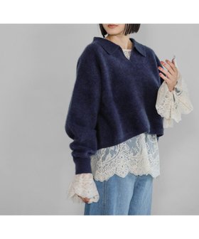 【アパートバイローリーズ/apart by lowrys】のCNラクーンコンエリツキニット 人気、トレンドファッション・服の通販 founy(ファニー) ファッション Fashion レディースファッション Fashion for Women トップス・カットソー Cut & Sew Tops ニット Knit Tops & Sweaters トレンド Trend, Trending Now ボトム Bottoms, Lower Wear 人気 Popular, Best Seller |ID:prp329100004744012