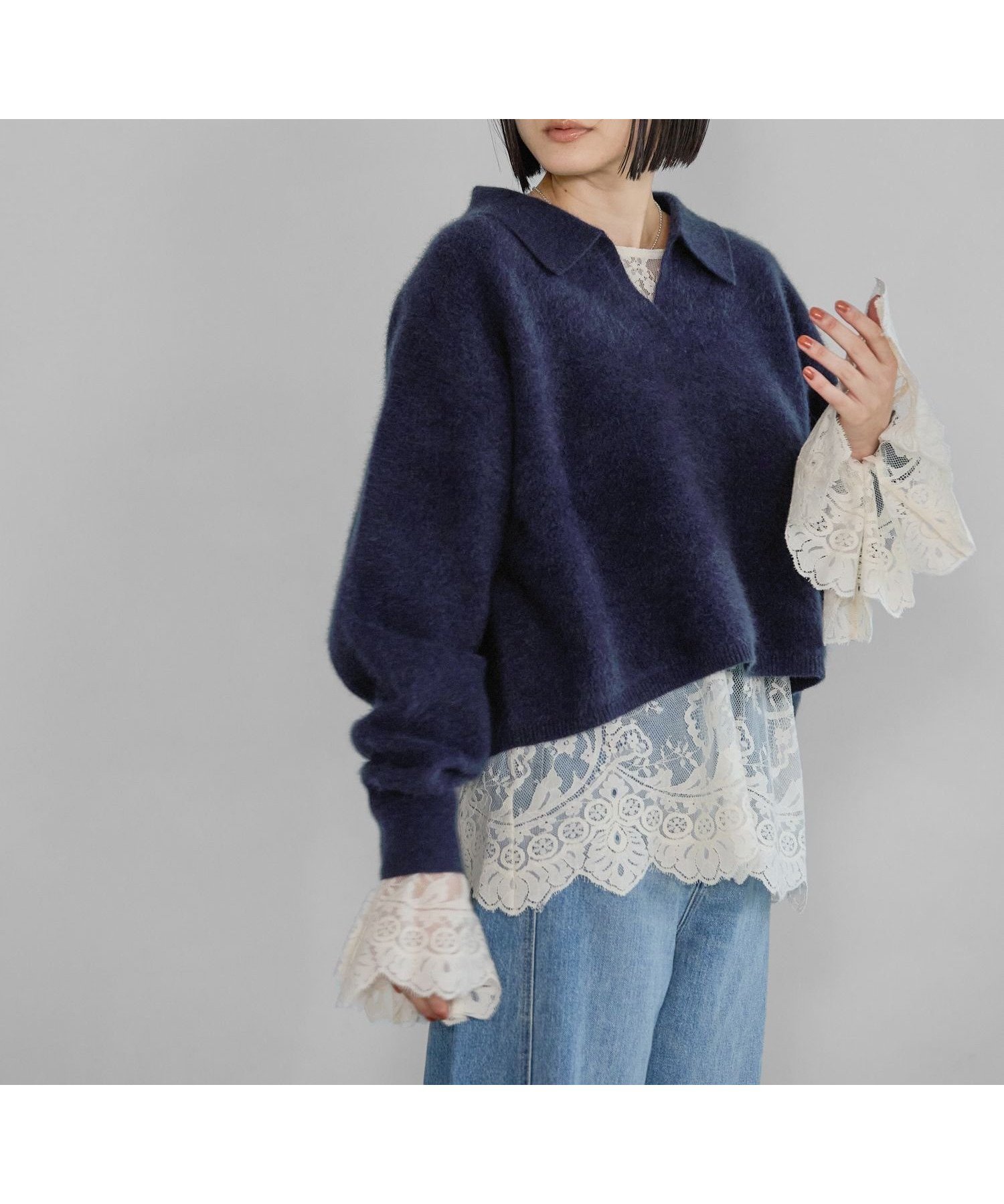 【アパートバイローリーズ/apart by lowrys】のCNラクーンコンエリツキニット 人気、トレンドファッション・服の通販 founy(ファニー) 　ファッション　Fashion　レディースファッション　Fashion for Women　トップス・カットソー　Cut & Sew Tops　ニット　Knit Tops & Sweaters　トレンド　Trend, Trending Now　ボトム　Bottoms, Lower Wear　人気　Popular, Best Seller　 other-1|ID: prp329100004744012 ipo3291000000034540692