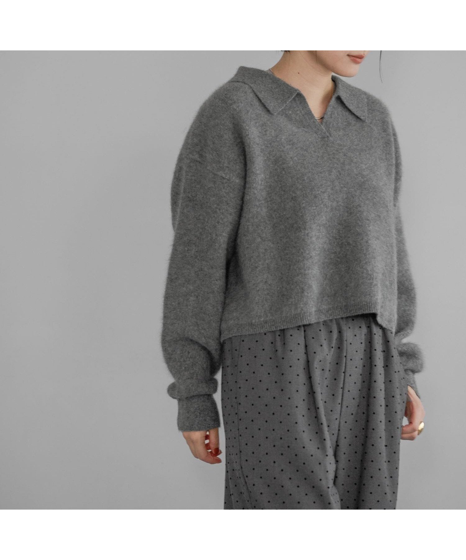 【アパートバイローリーズ/apart by lowrys】のCNラクーンコンエリツキニット インテリア・キッズ・メンズ・レディースファッション・服の通販 founy(ファニー) 　ファッション　Fashion　レディースファッション　Fashion for Women　トップス・カットソー　Cut & Sew Tops　ニット　Knit Tops & Sweaters　トレンド　Trend, Trending Now　ボトム　Bottoms, Lower Wear　人気　Popular, Best Seller　グレー15|ID: prp329100004744012 ipo3291000000034540696