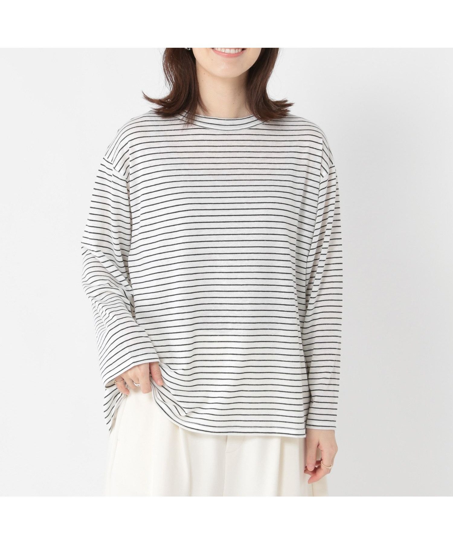 【スタディオ クリップ/studio CLIP】のアソートシャドーボーダースラブプルオーバー インテリア・キッズ・メンズ・レディースファッション・服の通販 founy(ファニー) ファッション Fashion レディースファッション Fashion for Women トップス・カットソー Cut & Sew Tops カジュアルプルオーバー・ニットトップス Pullovers & Knit Tops / Casual Pullovers おすすめ Recommended / Our Picks インナー Innerwear カットソー Cut and Sewn Top シャドー Shadow, Subtle Pattern スリーブ Sleeve, Long Sleeve / Short Sleeve ヘムライン Hemline, Bottom Cut ボトム Bottoms, Lower Wear ボーダー Border, Stripe ラウンド Round, Round Neck リネン Linen, Linen Fabric リラックス Relax, Relaxed Fit ロング Long, Long-Length 無地 Plain, Solid Color オフホワイト×ブラック01|ID: prp329100004744051 ipo3291000000034644467