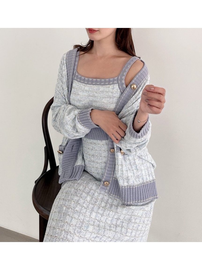 【スナイデル ホーム/SNIDEL HOME】のラメニットツイードカーディガン インテリア・キッズ・メンズ・レディースファッション・服の通販 founy(ファニー) 　ファッション　Fashion　レディースファッション　Fashion for Women　トップス・カットソー　Cut & Sew Tops　ニット　Knit Tops & Sweaters　カーディガン・羽織り　Layered Style Cardigans　エレガント 上品　Elegant　カーディガン　Cardigan, Knitwear　ショート　Short, Short Length　スマート　Smart, Elegant　ツイード　Twill, Twill Weave　フロント　Front, Front Design　ポケット　Pocket, Pocket Detail　ロング　Long, Long-Length　秋　Autumn　LBLU[081]|ID: prp329100004744055 ipo3291000000034373642