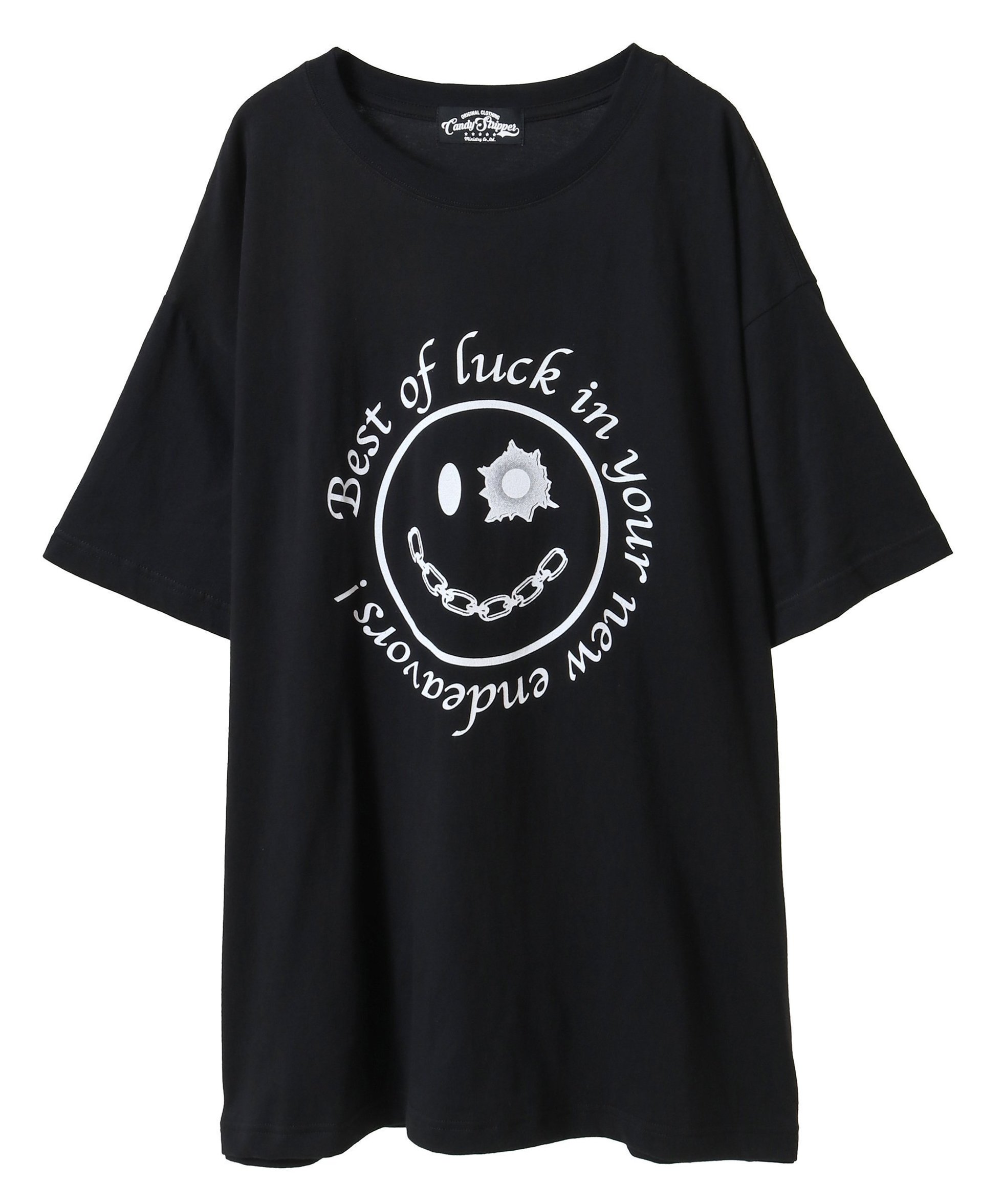 【キャンディストリッパー/Candy Stripper】のGET SHOT SMILE BIG TEE インテリア・キッズ・メンズ・レディースファッション・服の通販 founy(ファニー)  ファッション Fashion レディースファッション Fashion for Women グラフィック Graphic, Graphic Design ビッグ Big, Oversized モチーフ Motif, Design Theme BLACK|ID: prp329100004744062 ipo3291000000034286158