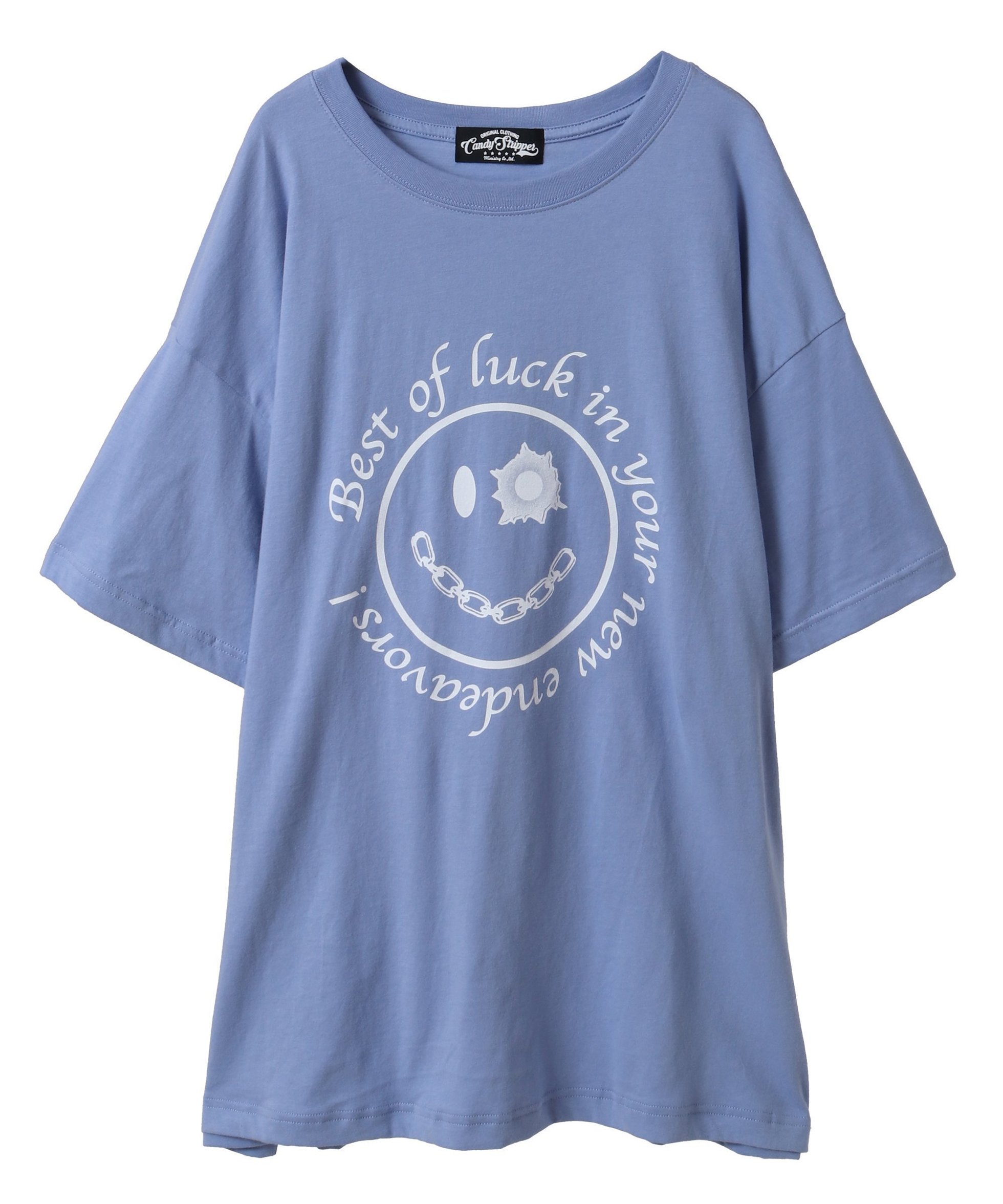 【キャンディストリッパー/Candy Stripper】のGET SHOT SMILE BIG TEE インテリア・キッズ・メンズ・レディースファッション・服の通販 founy(ファニー)  ファッション Fashion レディースファッション Fashion for Women グラフィック Graphic, Graphic Design ビッグ Big, Oversized モチーフ Motif, Design Theme BLUE|ID: prp329100004744062 ipo3291000000034286160