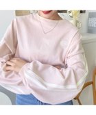 【モーメントプラス/moment+ / MEN】の綿100%天竺ワンポイント刺繍配色カラーライン入りロンT ピンク|ID: prp329100004744093 ipo3291000000034286794