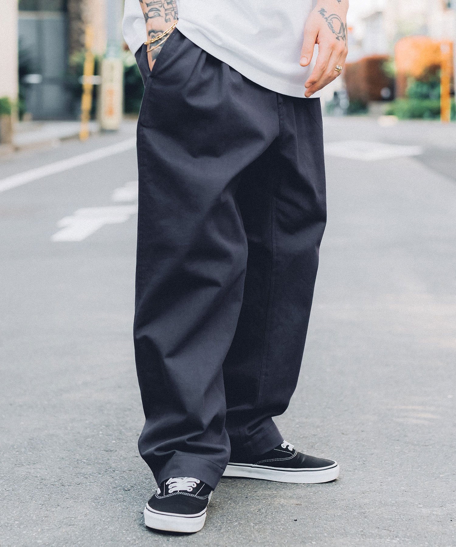 【サブサエティ/Subciety】のTROUSER PANTS インテリア・キッズ・メンズ・レディースファッション・服の通販 founy(ファニー) 　ファッション　Fashion　レディースファッション　Fashion for Women　パンツ　Pants & Trousers　フラップ　Flap, Flap Pocket　フランス　France, French　フロント　Front, Front Design　プリント　Print, Printed Pattern　ポケット　Pocket, Pocket Detail　ワイド　Wide, Wide Fit　再入荷　Restock / Back in Stock　NAVY|ID: prp329100004744121 ipo3291000000034507350